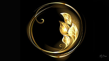 Leaves of Gold, leaves, globe, sprinkle, sparkle, bubble, filigree, gold HD wallpaper