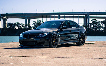 BMW M5, E60, front view, exterior, black E60, M5 tuning, E60 tuning, German cars, BMW HD wallpaper