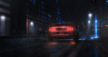 Sports, Rain, Cars, Car, Neon, Sports Car, Back View, Rear View HD wallpaper