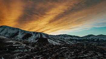 Nature, Sky, Mountains, Twilight, View From Above, Village, Dusk HD wallpaper