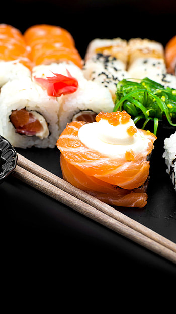 Sushi food rolls, Seafood delicacies, Japanese cuisine HD phone wallpaper