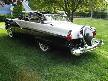 1956 Victoria B&W, ford, victoria, 1956, classic car HD wallpaper