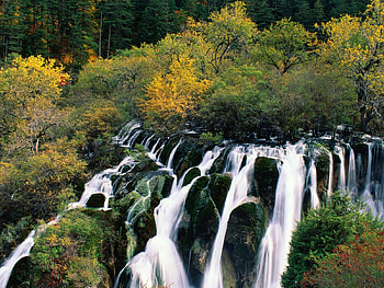 Autumn waterfall, landscape, waterfall, autumn, times of the year, beautiful, nature, amazing, forest HD wallpaper