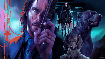 John Wick Dogs, john-wick, keanu-reeves, artwork, artstation HD wallpaper