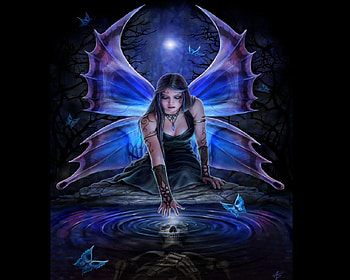 A Dark Future, fairy, butterflies, woman, skeleton HD wallpaper