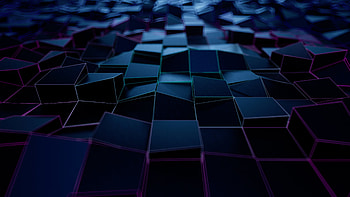 Abstract, dark cubical surface, glowing edges HD wallpaper