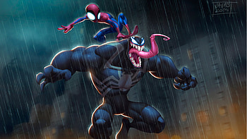 Chibi Venom Spiderman, venom, spiderman, superheroes, artwork, deviantart HD wallpaper