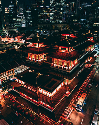Cities, Architecture, View From Above, Night City, Pagoda, Roof, China, Roofs HD phone wallpaper