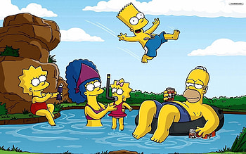 The Simpsons, pool, Simpsons, jump, family HD wallpaper
