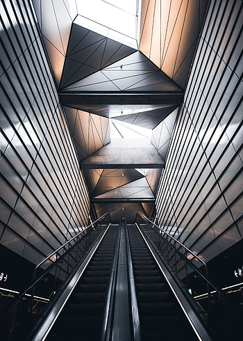 Architecture, Interior, Building, Miscellanea, Miscellaneous, Metro, Subway, Escalator HD phone wallpaper