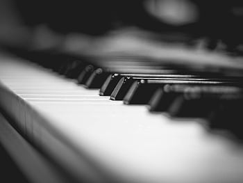 Elegant black and white close-up of piano keys, showcasing a monochrome artistic view. HD wallpaper