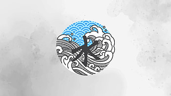 Water, Japanese, water, artistic, blue HD wallpaper