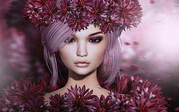 Beauty, pink, rendering, fantasy, flower, girl, luminos HD wallpaper
