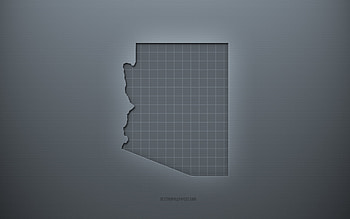Arizona map, gray creative background, Arizona, USA, gray paper texture, American states, Arizona map silhouette, map of Arizona, gray background, Arizona 3d map HD wallpaper