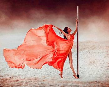 Beauty, model, dress, woman, pole HD wallpaper