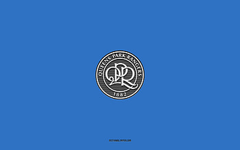 Queens Park Rangers FC, blue background, English football team, Derby County FC emblem, EFL Championship, West London, England, football, Derby County FC logo, QPR logo HD wallpaper