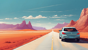 Desert Drive Adventure, Road Trip, car, road, landscape, desert HD wallpaper