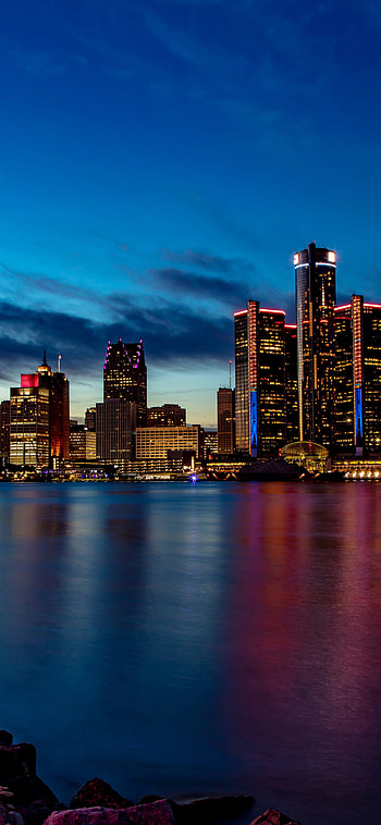 Detroit, Cityscape , Sunset view HD phone wallpaper