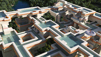 Labyrinth pool, Mysterious maze, Reflections and ripples, graphy HD wallpaper