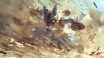 Lucario – Aura Strike (Pokémon), Lucario (Pokémon), Pokemon, Anime, Battle HD wallpaper