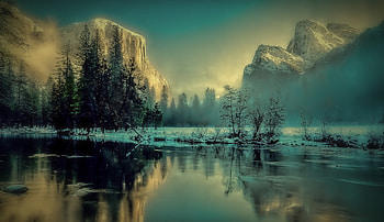 Yosemite Park Landscape Sunrise, yosemite, national-park, nature, mountains HD wallpaper