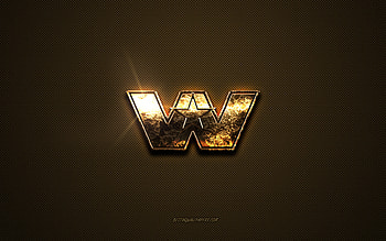 Western Star golden logo, artwork, brown metal background, Western Star emblem, Western Star logo, brands, Western Star HD wallpaper