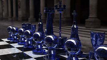 Glass (Other), Glass chess pieces, 3D , Board game HD wallpaper