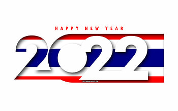 Happy New Year 2022 Thailand, white background, Thailand 2022, Thailand 2022 New Year, 2022 concepts, Thailand, Flag of Thailand HD wallpaper