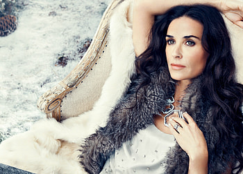 Demi Moore, white, black, girl, actress, woman, fur, jewel, ann taylor HD wallpaper