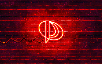 Palit red logo, , red brickwall, Palit logo, brands, Palit neon logo, Palit HD wallpaper