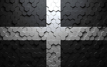 Flag of Cornwall, honeycomb art, Cornwall hexagons flag, Cornwall 3d hexagons art, Cornwall flag HD wallpaper