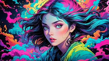 Cartoon woman, cartoon, colorful, woman, splash HD wallpaper