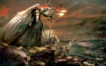 Beast Mistress, magic, fantasy, animals, women, wolf HD wallpaper