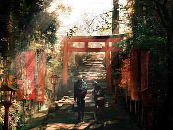 Kento Nanami & Yu Haibara, torii, Yu Haibara, Kento Nanami, Anime, Jujutsu Kaisen HD wallpaper