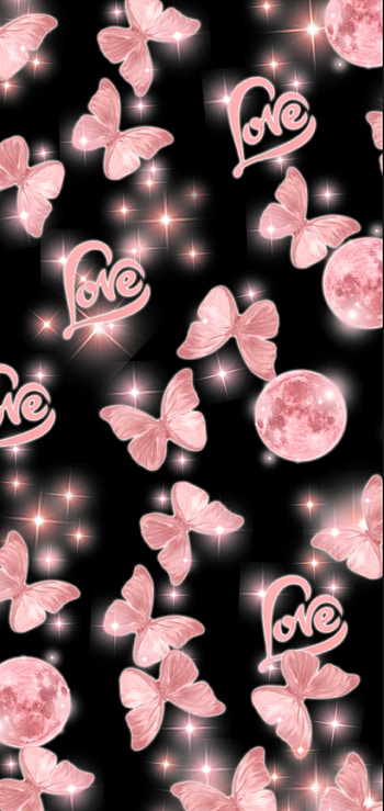 Dreaming of Pink, love, moon, butterflies, butterfly, pink_moon, heart HD phone wallpaper