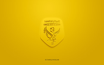 JS Saoura, creative 3D logo, yellow background, Algerian football club, Ligue Professionnelle 1, Meridja, Algeria, 3d art, football, JS Saoura 3d logo HD wallpaper