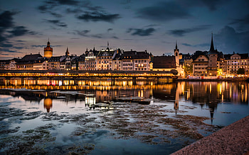 Lucerne Switzerland, night graphy, water, switzerland, lucerne HD wallpaper