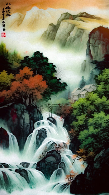 Mountains & Waterfalls, Trees, body of water, water resources, Colorful HD phone wallpaper
