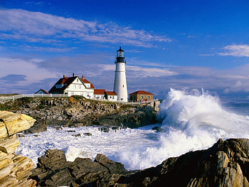 Lighthouses, Landscape, Waves HD wallpaper