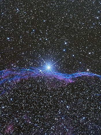Vibrant of the Veil Nebula, a supernova remnant in space, with a star-filled background. HD phone wallpaper