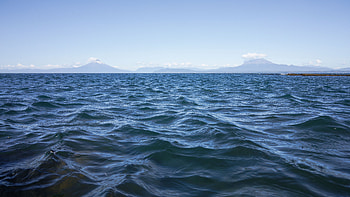 Landscape View Of Mountains Ocean Waves Sea Water Under Blue Sky Nature HD wallpaper