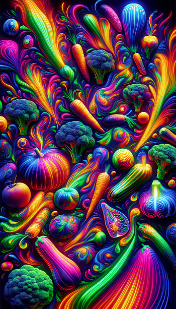 Psychedelic Vegetable Medley, vegetable, colorful, Abstract, Digital Art HD phone wallpaper