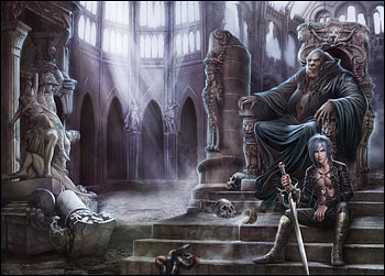 :), room, throne, man, cris ortega, elf, purple, troll, fantasy, luminos HD wallpaper