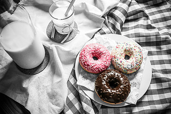 Food, Glaze, Donuts, Milk, Tablecloths HD wallpaper