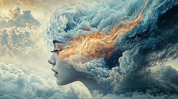 Cloud-Muse: Surreal Woman Sky Portrait — Quad, portrait, woman, cloud, sky, surreal HD wallpaper