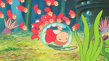 Ponyo, On the cliff, Studio Ghibli background, Captivating scenery HD wallpaper