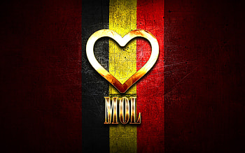 I Love Mol, belgian cities, golden inscription, Day of Mol, Belgium, golden heart, Mol with flag, Mol, Cities of Belgium, favorite cities, Love Mol HD wallpaper