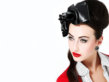 Cinzia, black, red, eyes, lips HD wallpaper