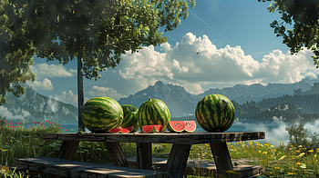 Scenic Watermelons Picnic, watermelon HD wallpaper