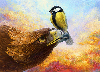 you are friends?, birds, eagle, friends, animals HD wallpaper